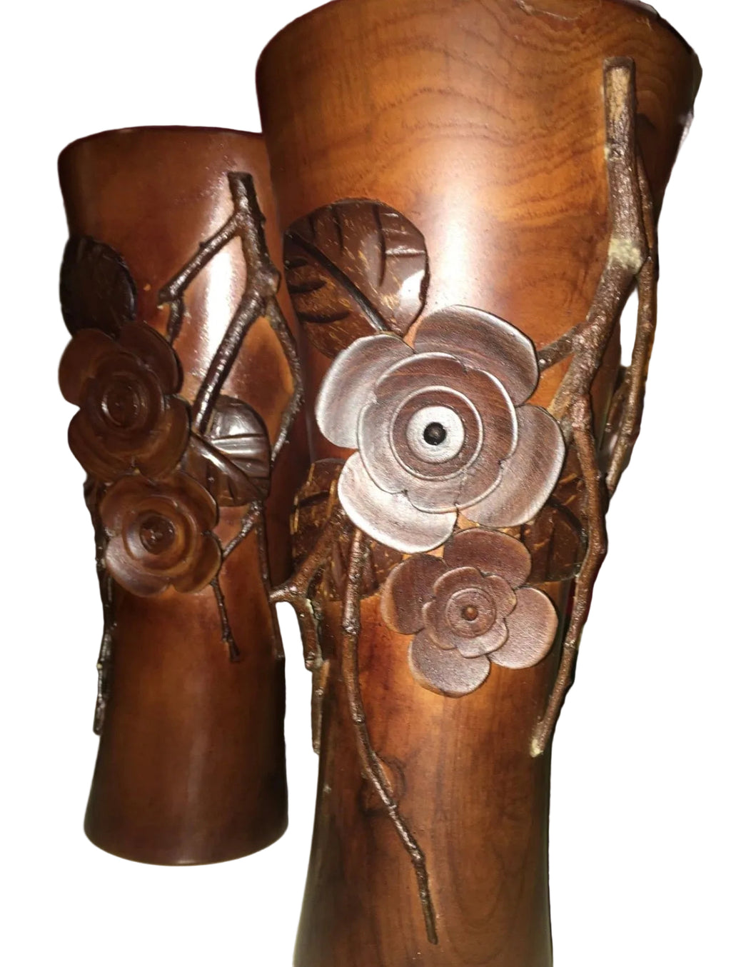 Indonesian teakwood flower vase