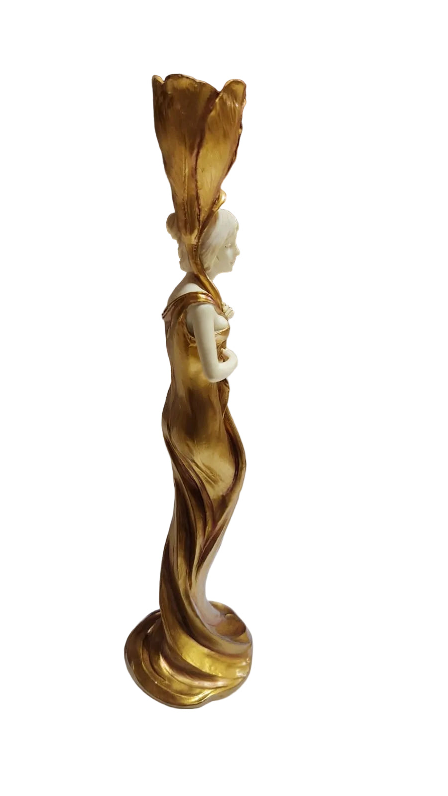 Art Nouveau woman candleholder in Gold