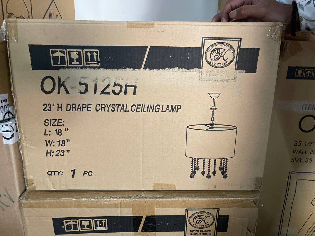 Luxury Drape Crystal Gold Peach Ceiling Lamp -Ok Lighting 5125H