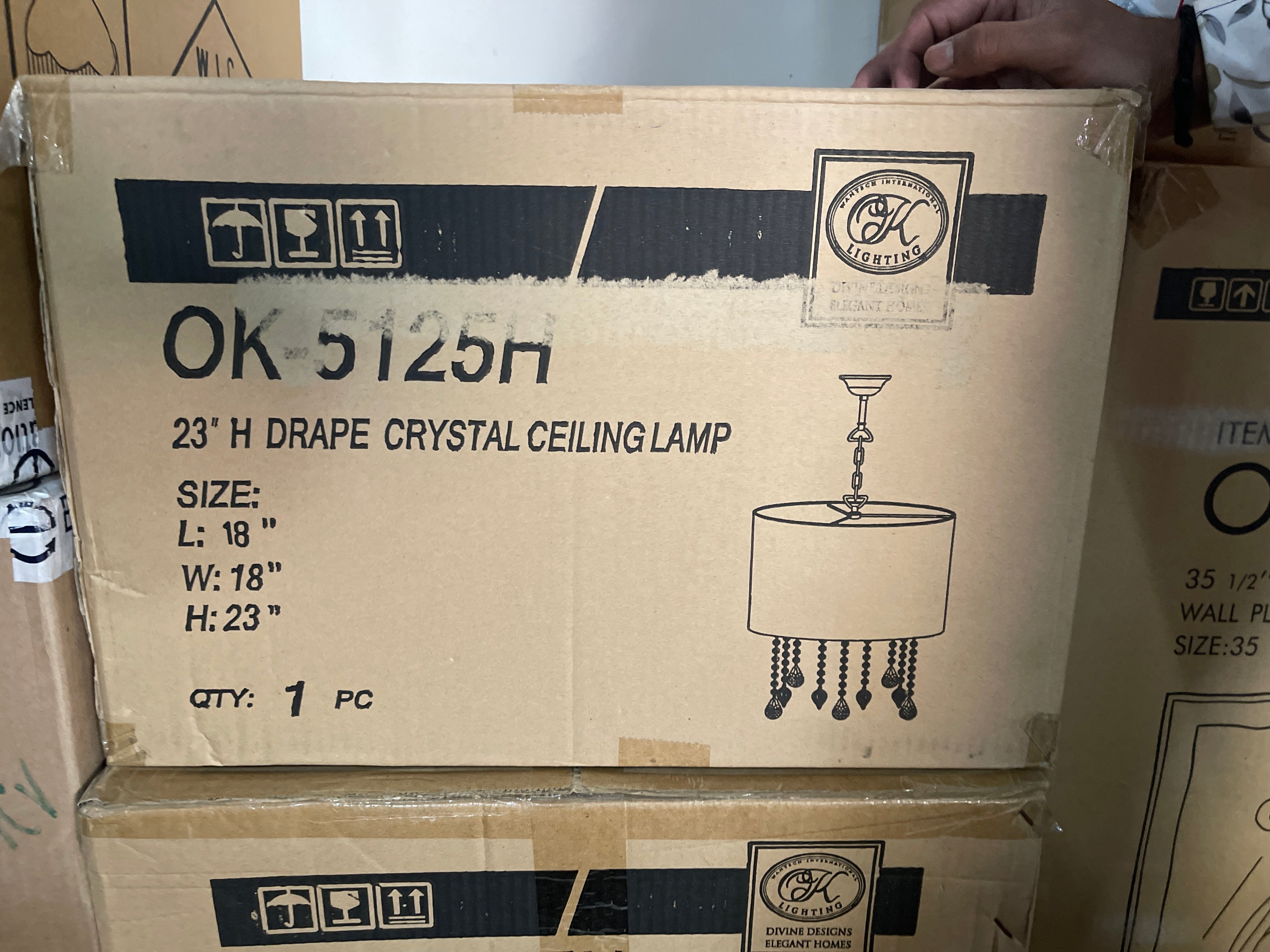 Luxury Drape Crystal Gold Peach Ceiling Lamp -Ok Lighting 5125H