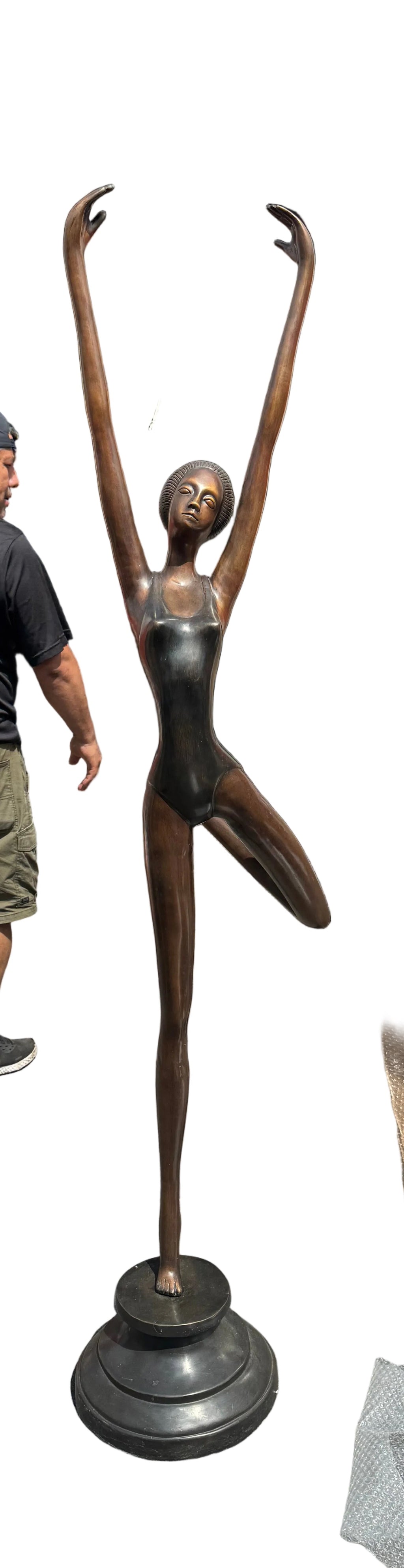 A Large And Beautiful Bronze Sculpture Depicting A Ballet Dancer Captured In A Graceful Pose
