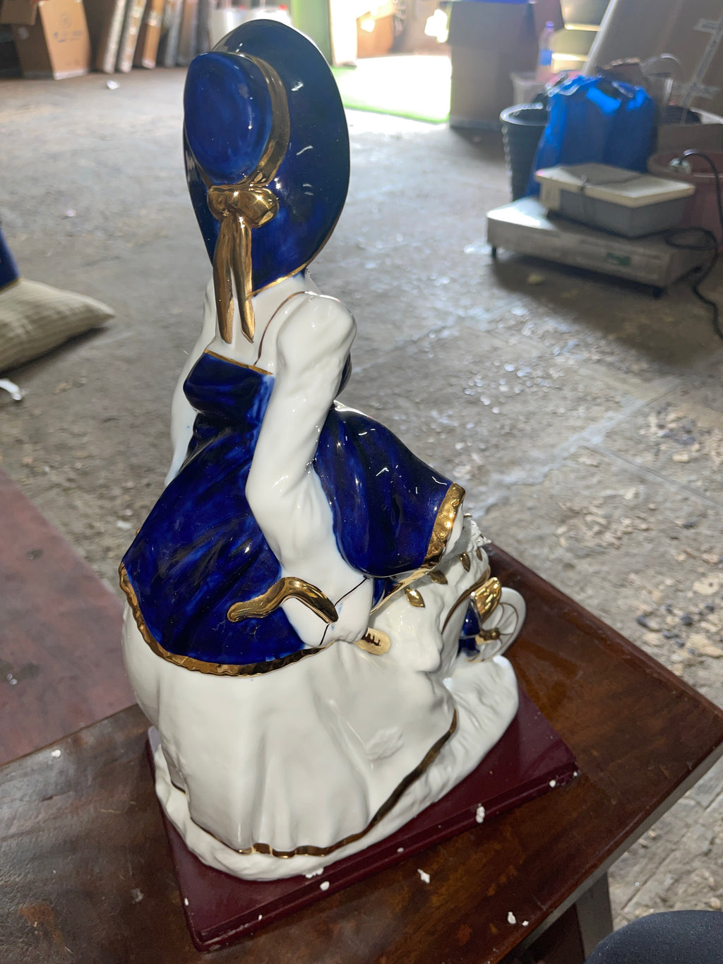 Blue Dress Girl From Spain Fine Porcelain Selling Flowers With The Carriage Of Flowers