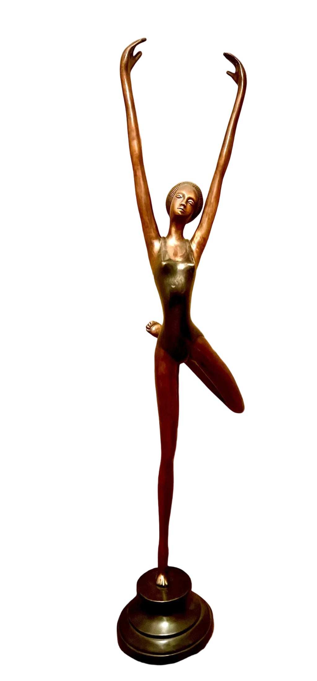 A Large And Beautiful Bronze Sculpture Depicting A Ballet Dancer Captured In A Graceful Pose