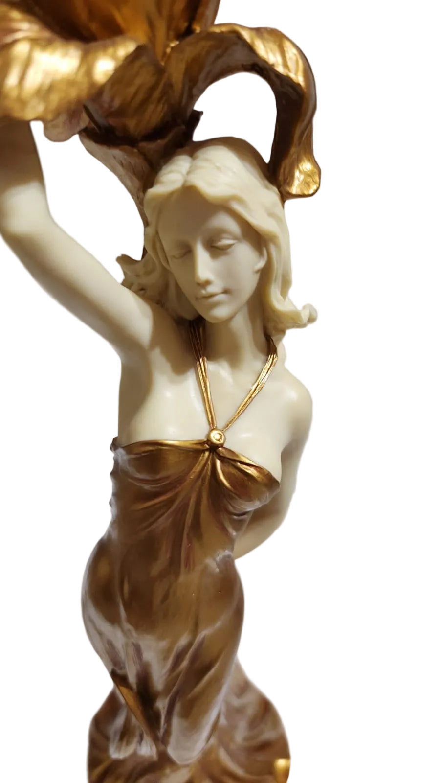 Art Nouveau Golden lady holding candle holder