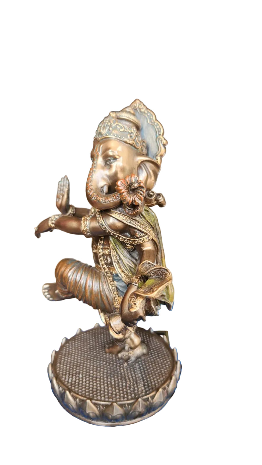 Lord Ganesha in a dancing position in bronze