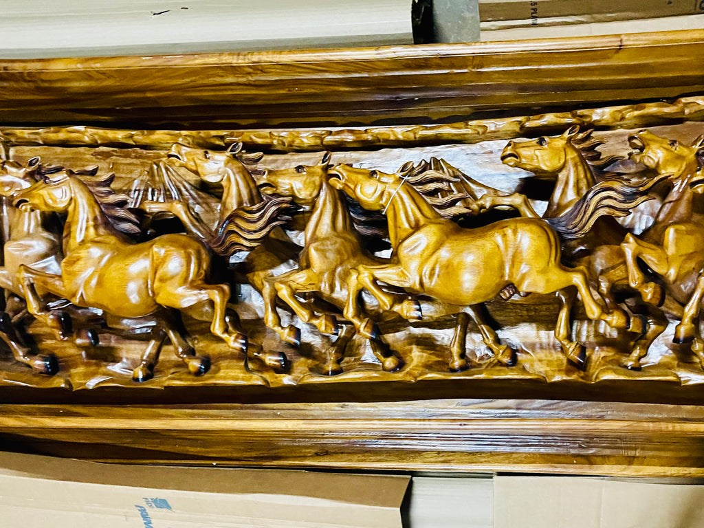 Ferrari 8 Hours Running in teak wood from Indonesia handmade 90”x33”x8”