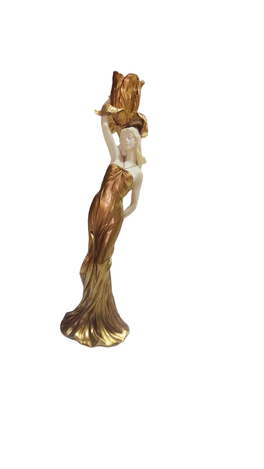 Art Nouveau Golden lady holding candle holder