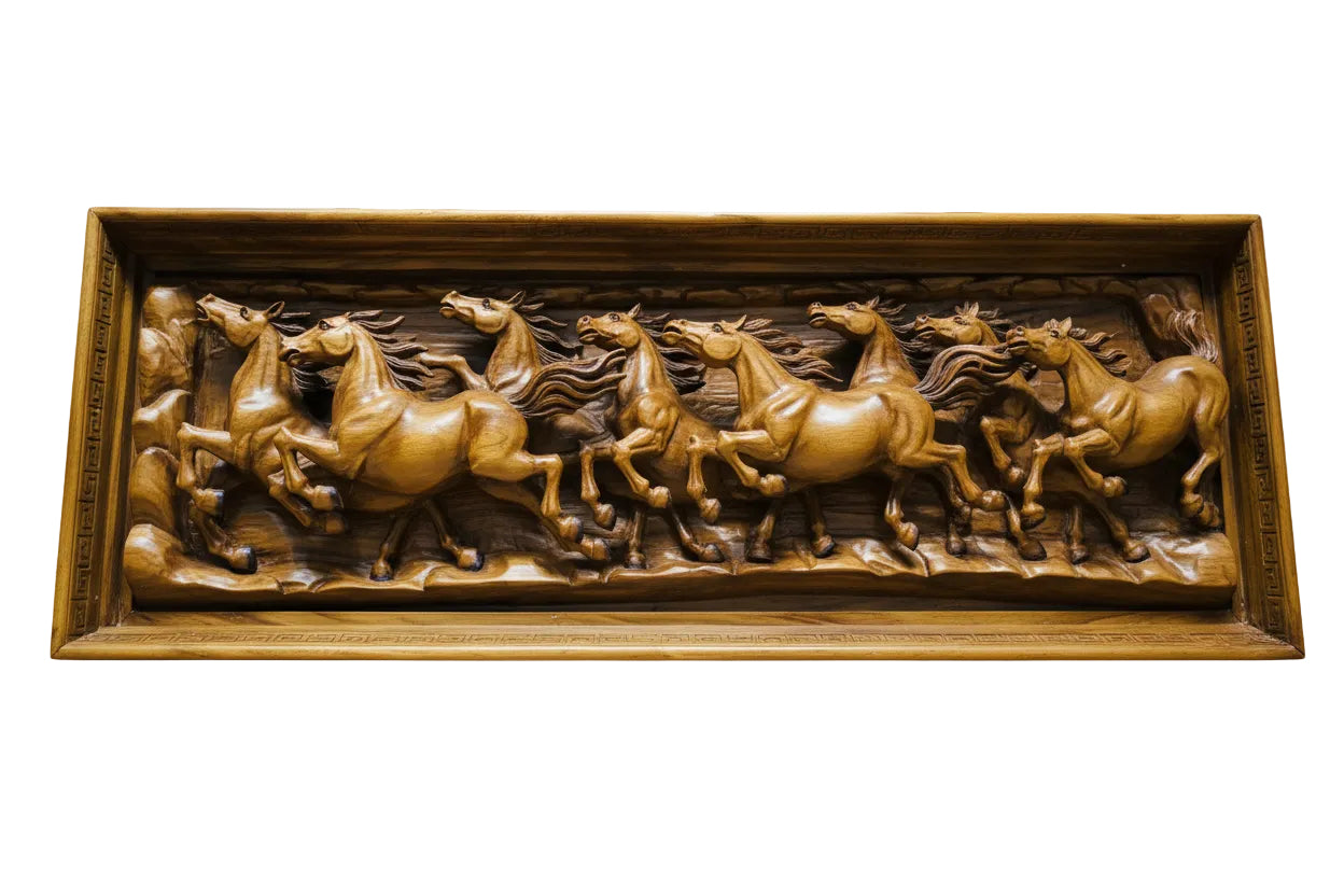 Ferrari 8 Hours Running in teak wood from Indonesia handmade 90”x33”x8”