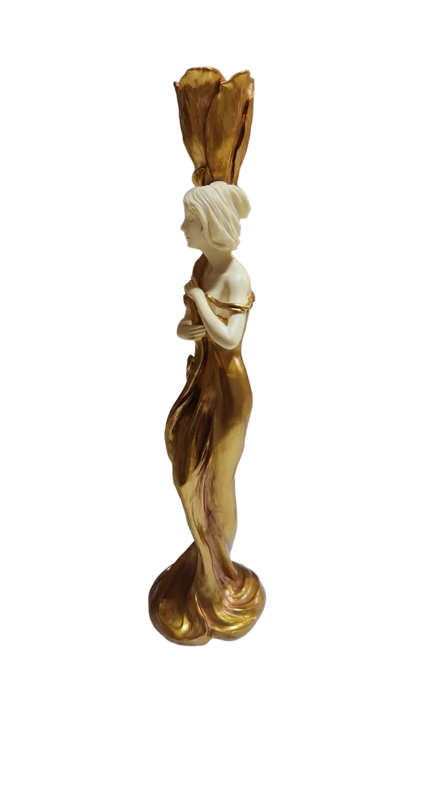 Art Nouveau woman candleholder in Gold
