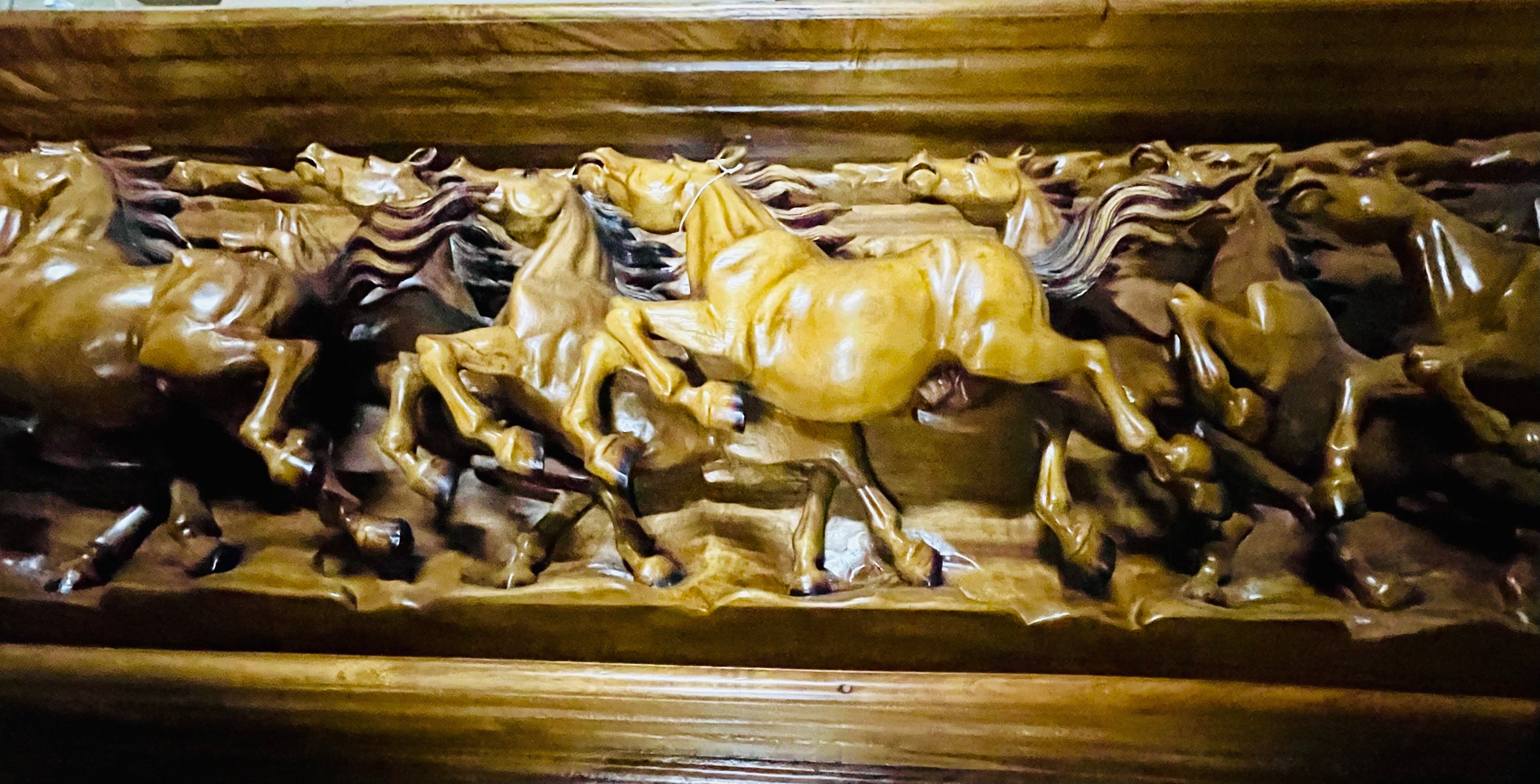 Ferrari 8 Hours Running in teak wood from Indonesia handmade 90”x33”x8”