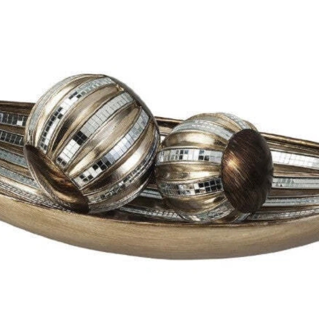 22 inches length metallic House decorative bowl with shperes