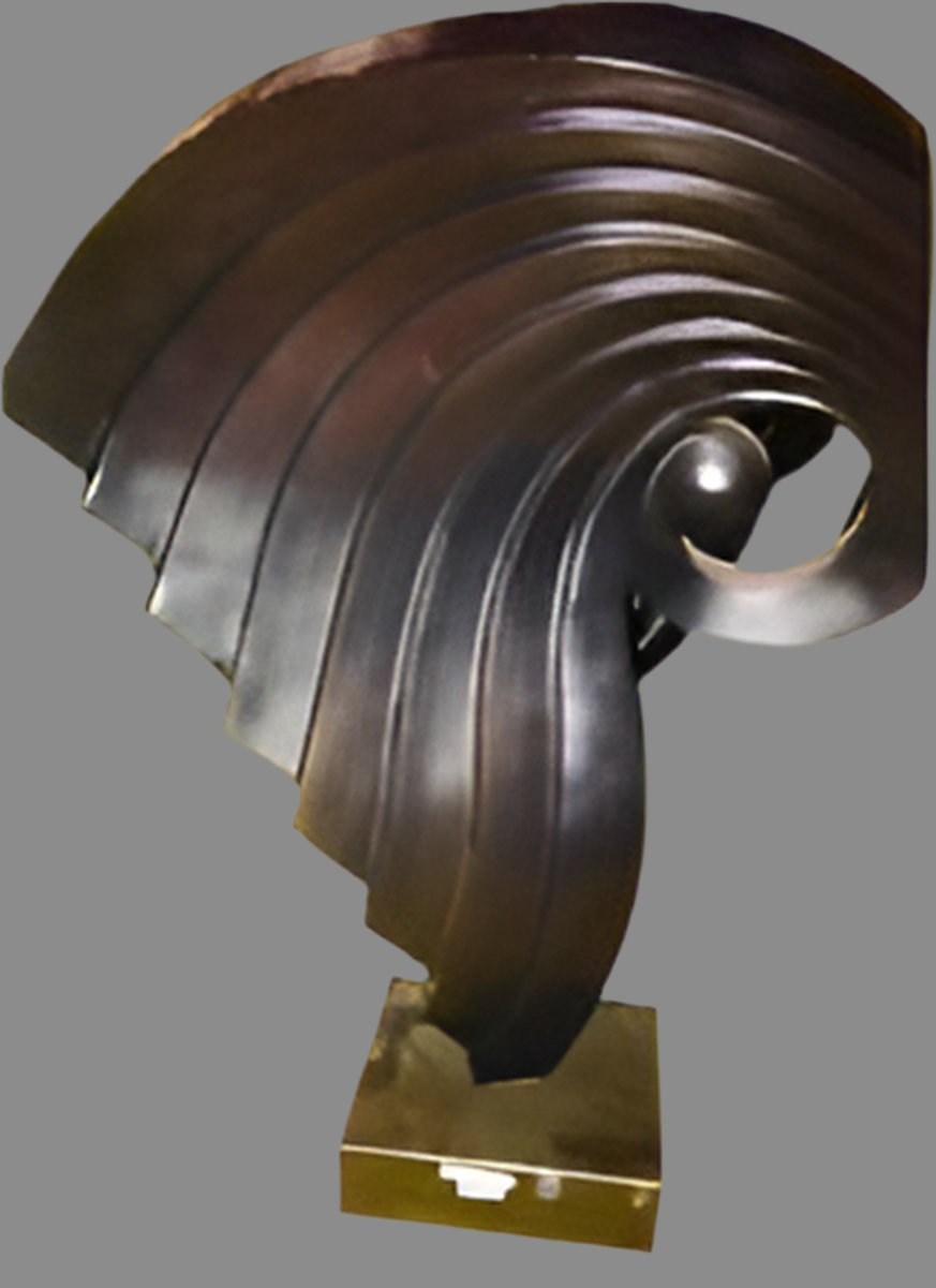 Large Winds Blowing Twister In Black Sculpture In Right