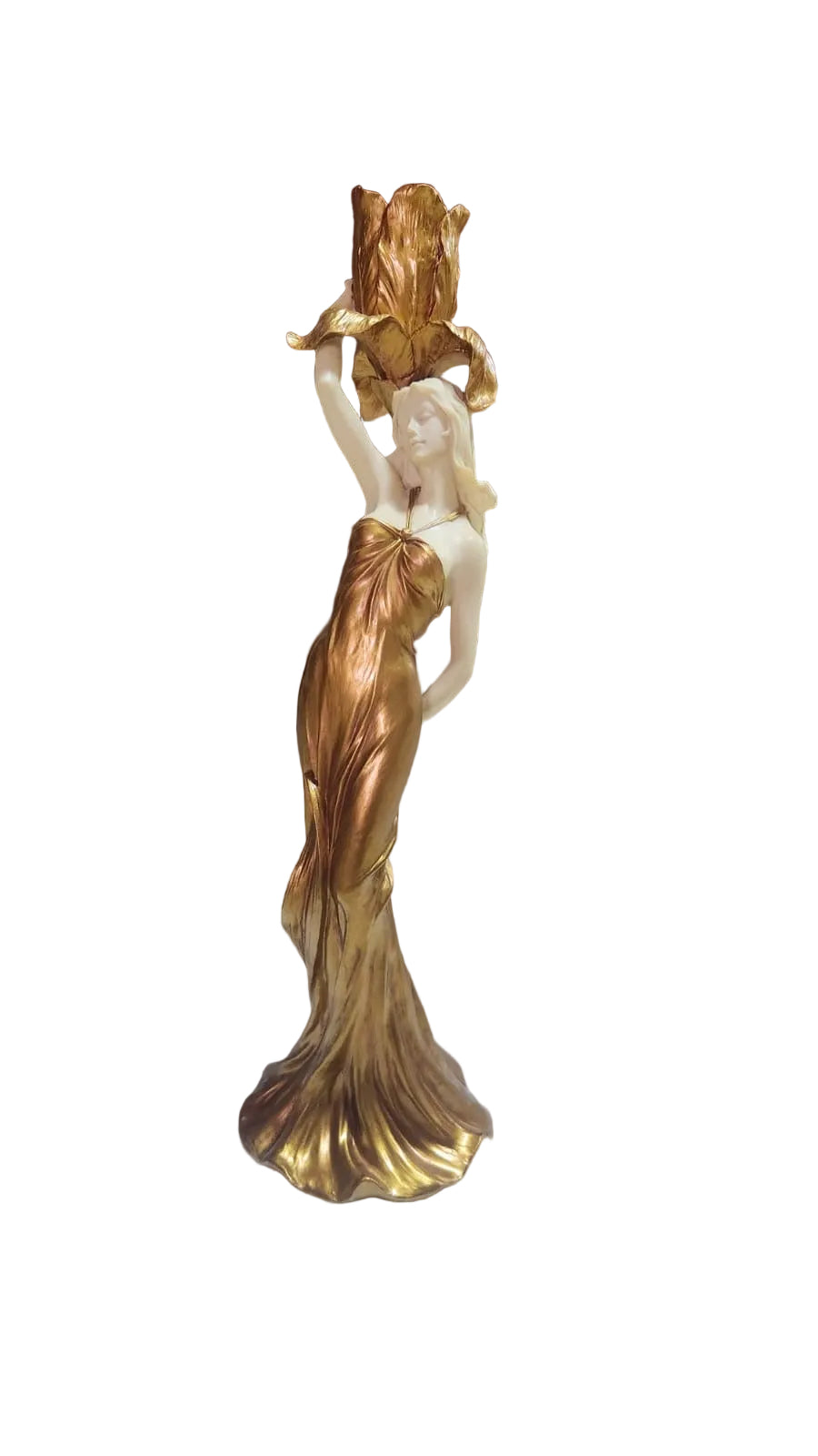 Art Nouveau Golden lady holding candle holder