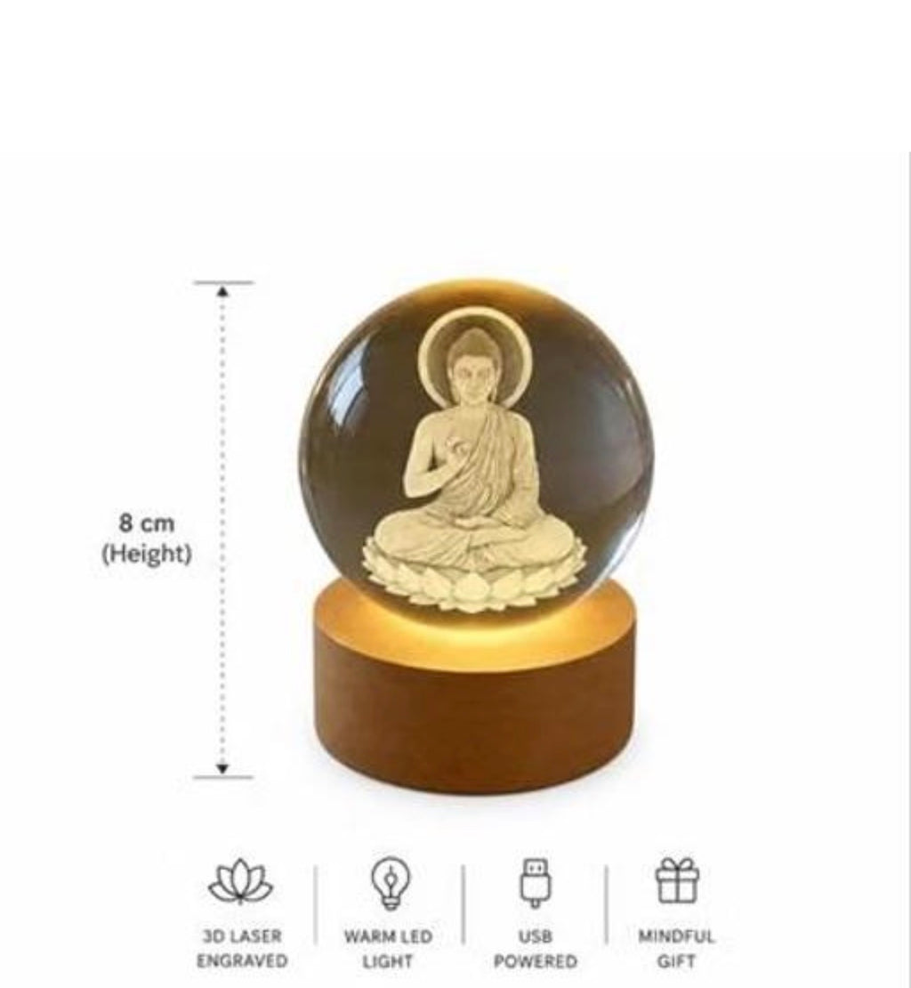 Buddha in the crystal ball with LED Light