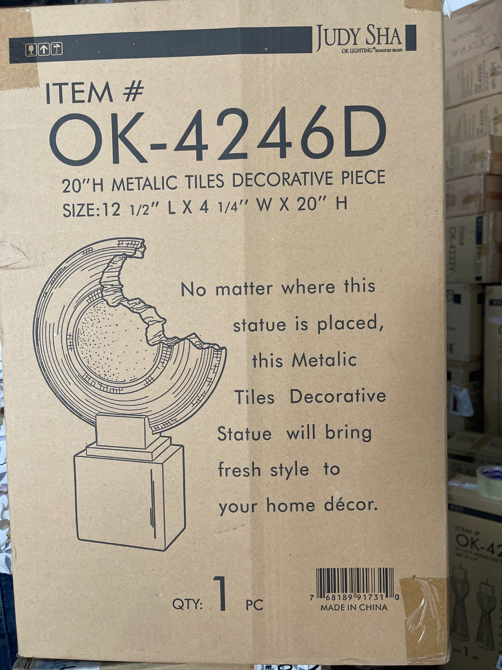 Metallic Tiles Decorative Piece 20"H OK-4246D