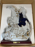 Lady In Blue Ceramic Riding Horse