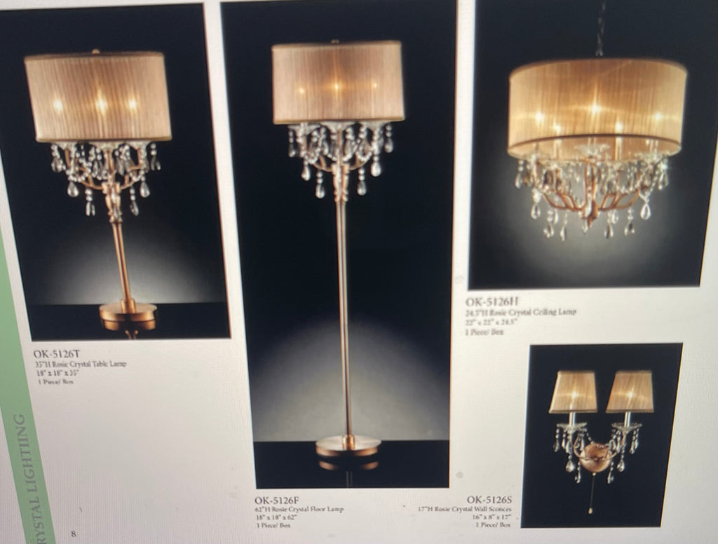 Ceiling Lamp Antique Brass Rosie Crystal