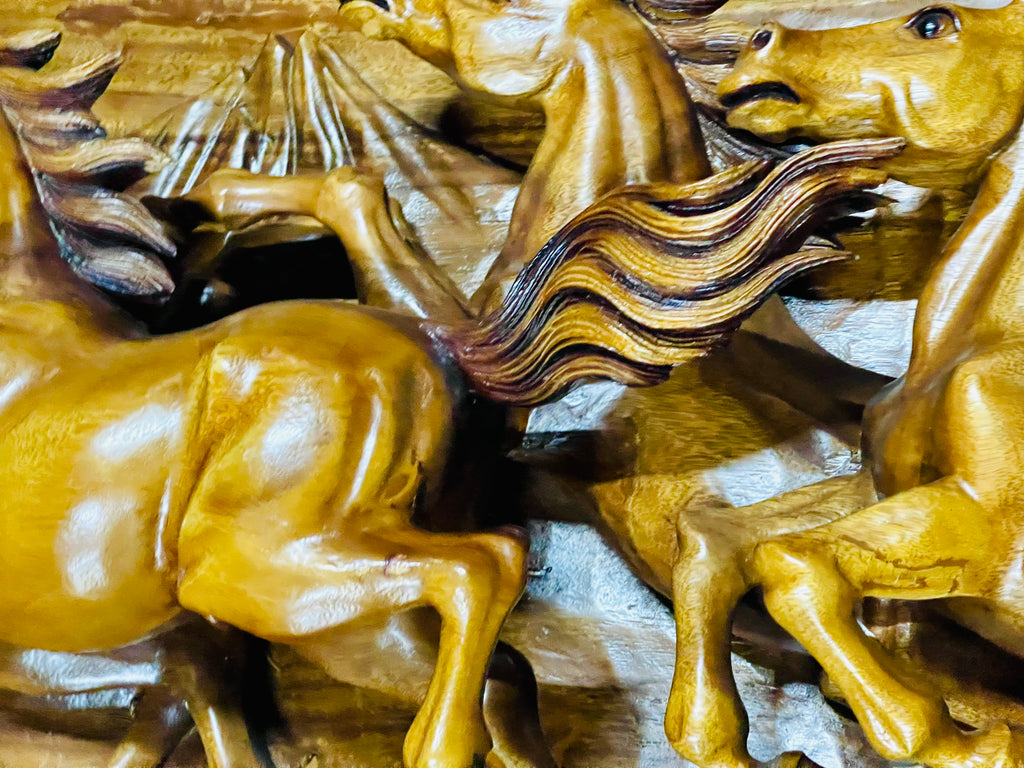 Ferrari 8 Hours Running in teak wood from Indonesia handmade 90”x33”x8”