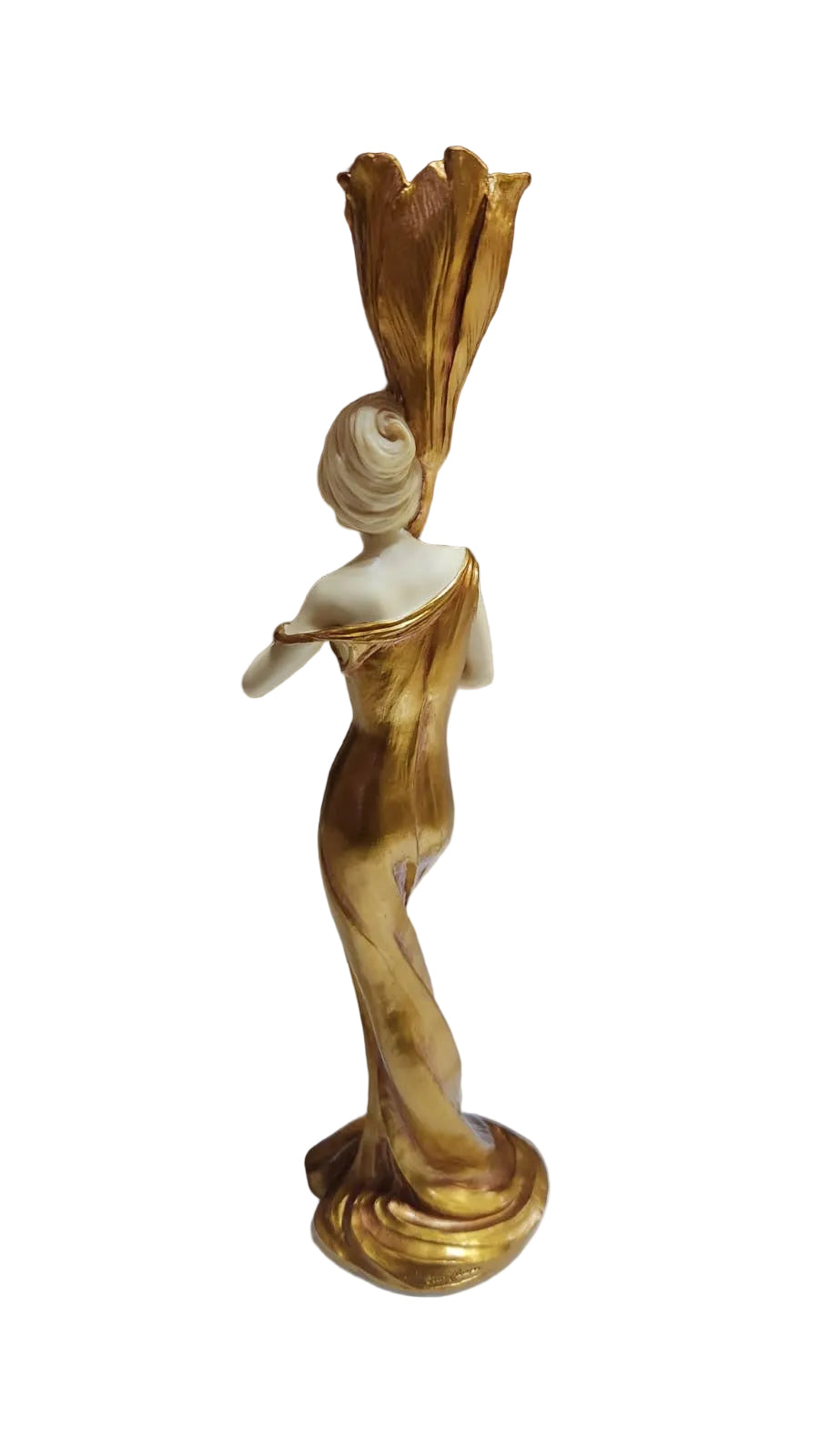 Art Nouveau woman candleholder in Gold