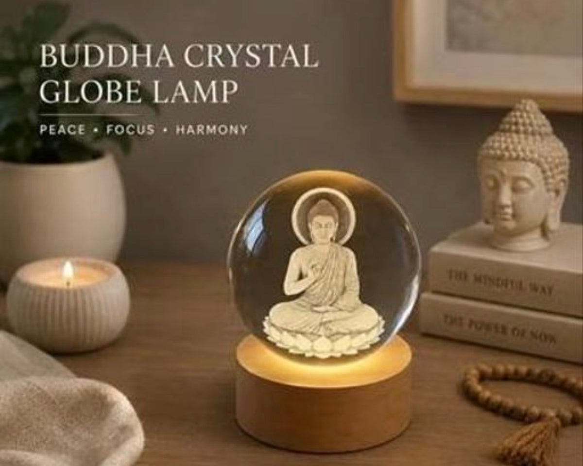Buddha in the crystal ball with LED Light