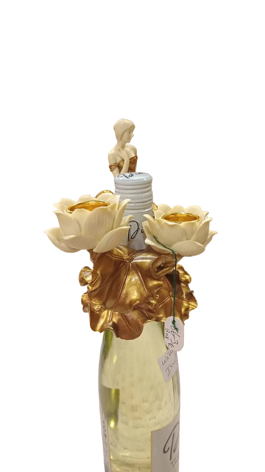 Art nouveau candle holder with woman Sculpture wine holder decorator piece