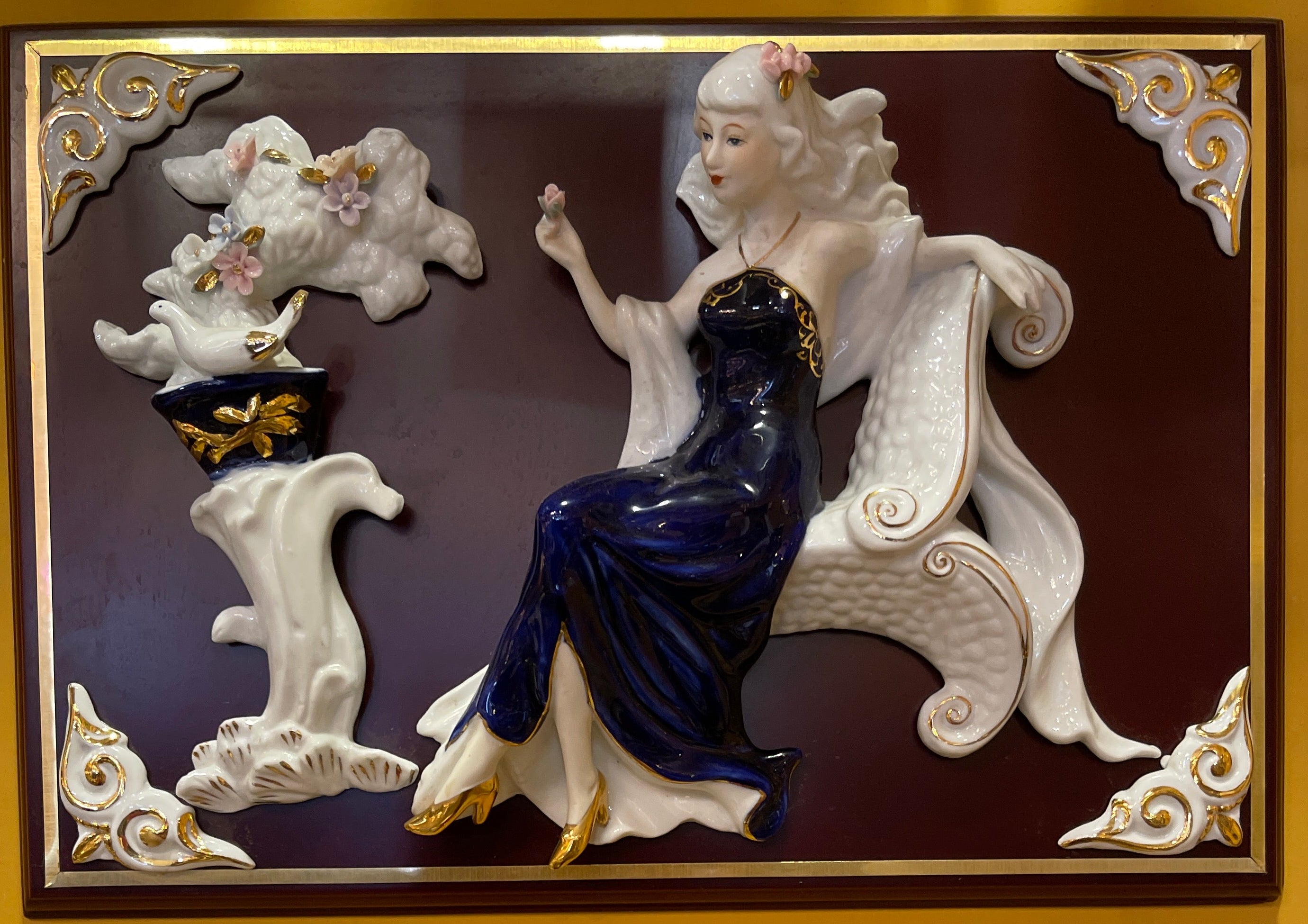 Lady in Blue Ceramic 3D Wall Art