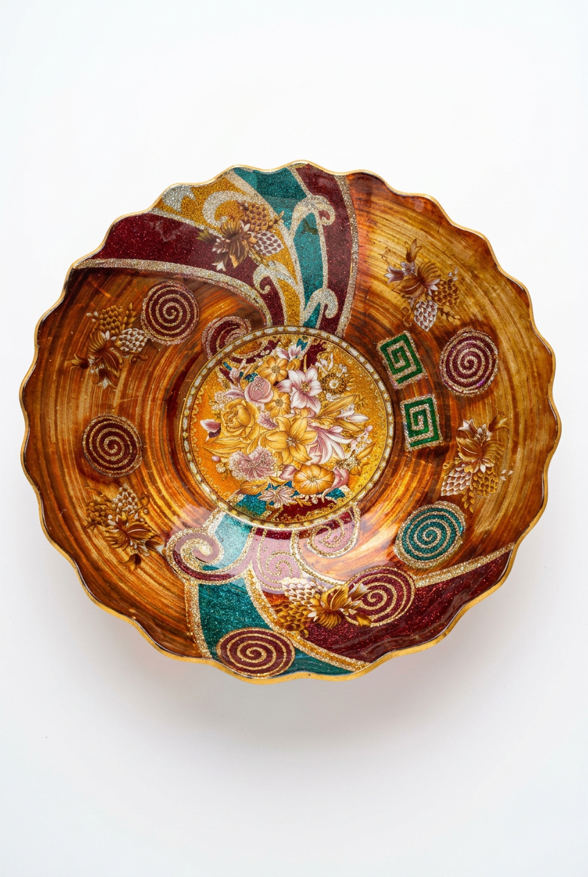 Fruit ball in gold and multicolored