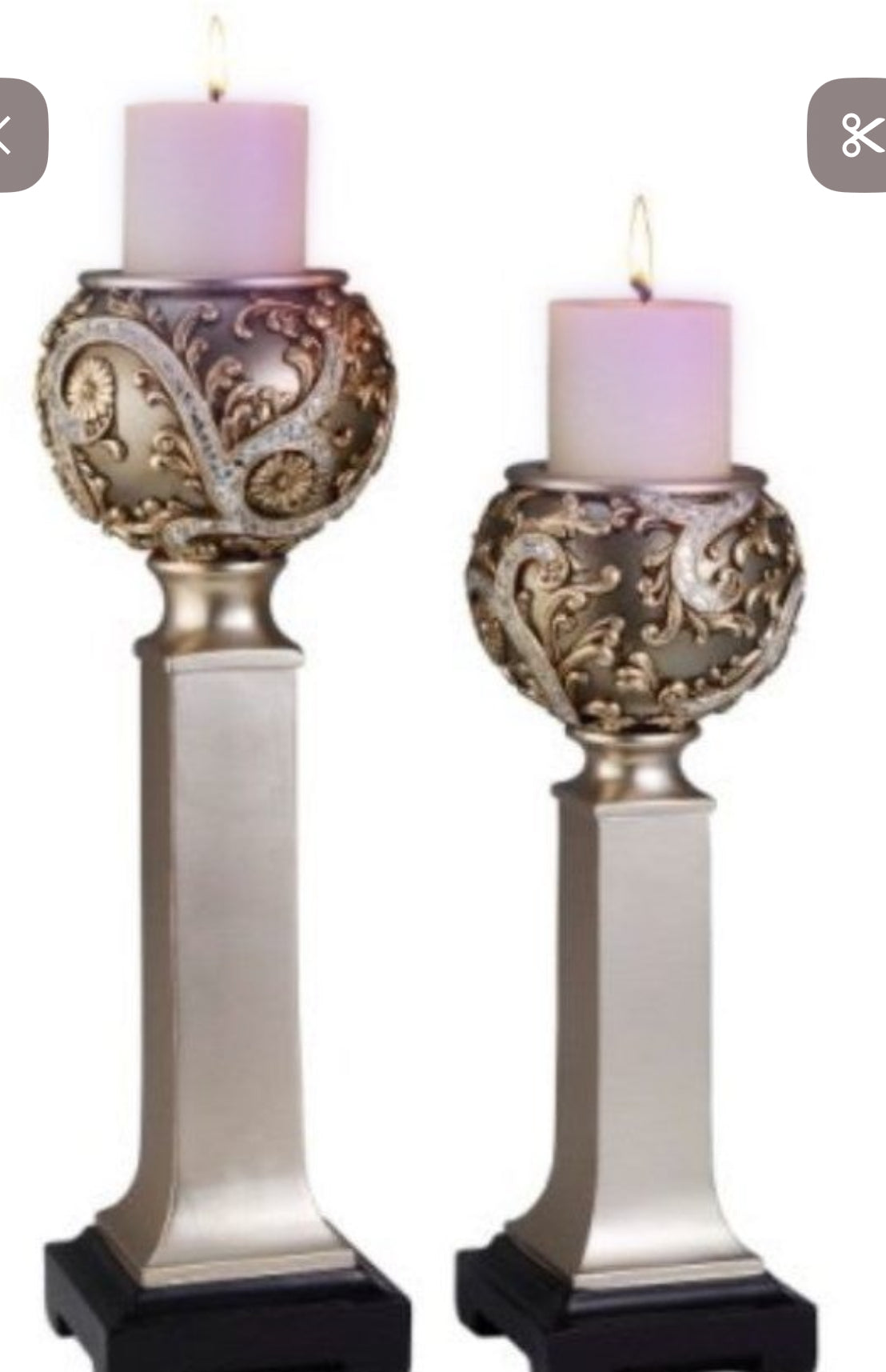 Judi Shah Silver wine candleholder set 15''/19''H