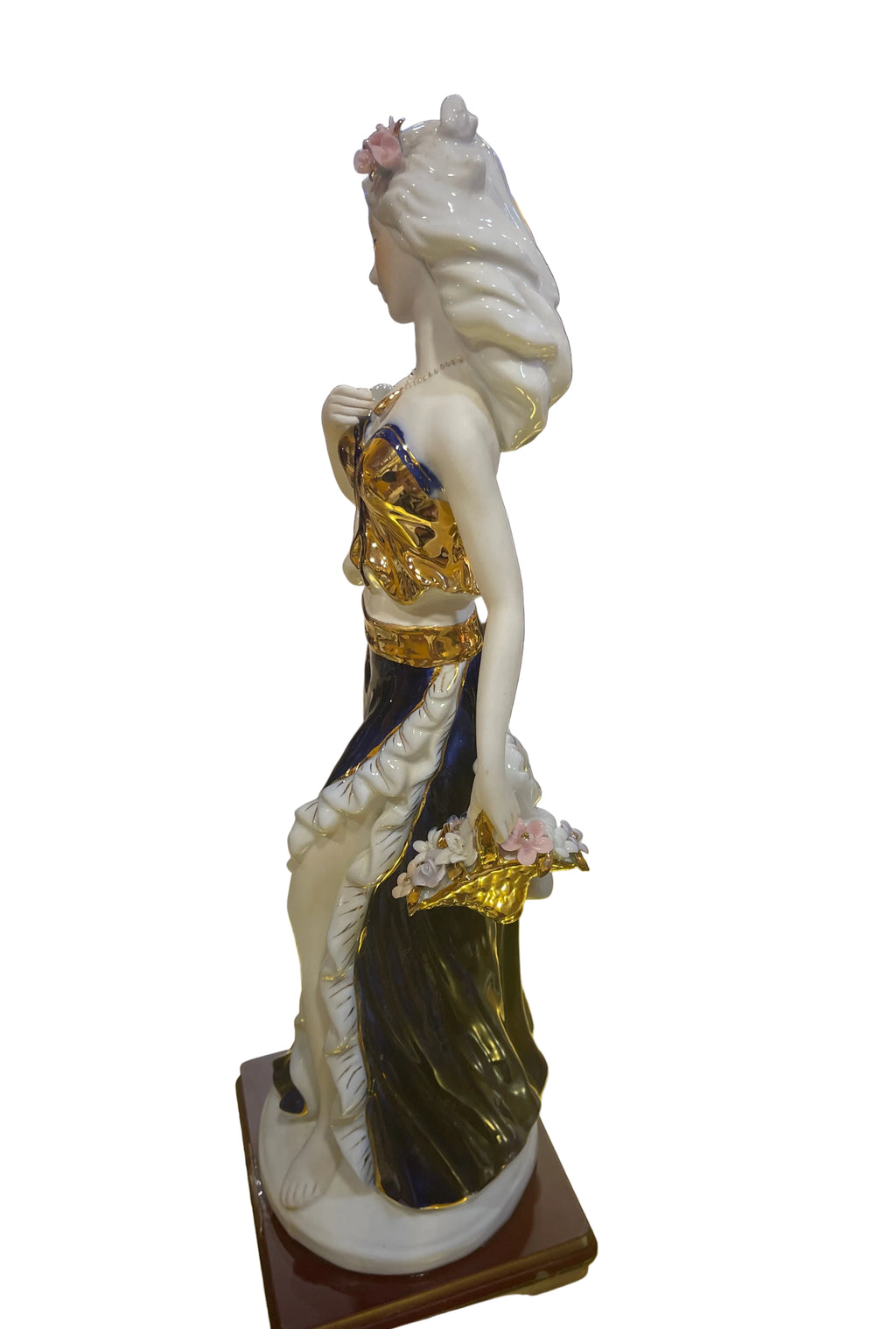 Flower gold in blue and gold ceramic sculpture