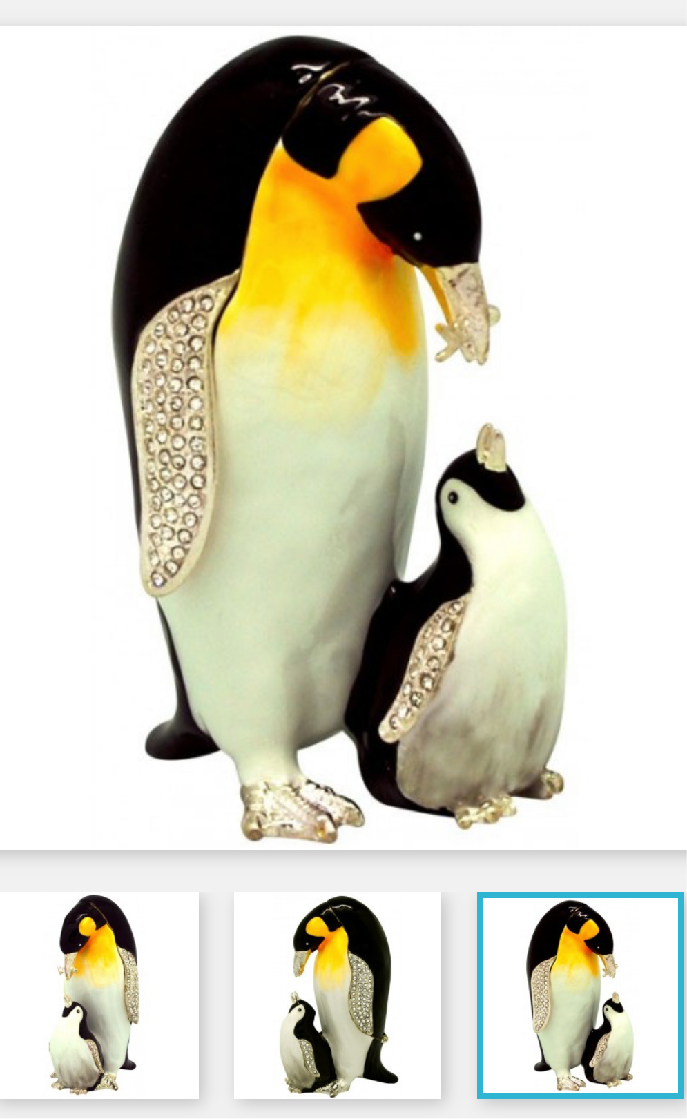 Penguin Trinket Box 18 K gold or silver plated trims