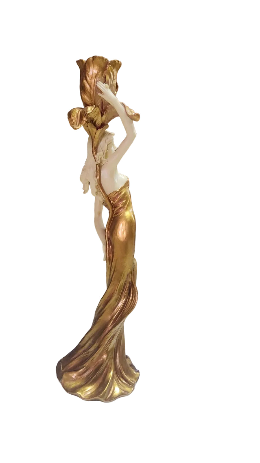 Art Nouveau Golden lady holding candle holder