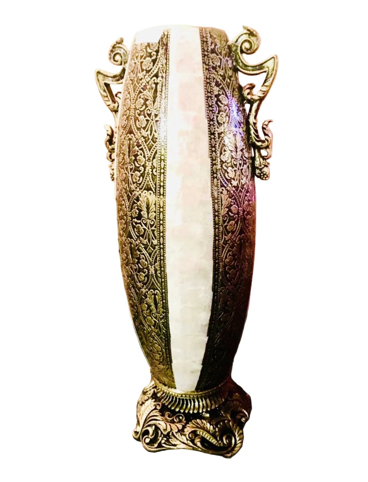 Antique Carving 3D Mother Of Pearls Tall vase