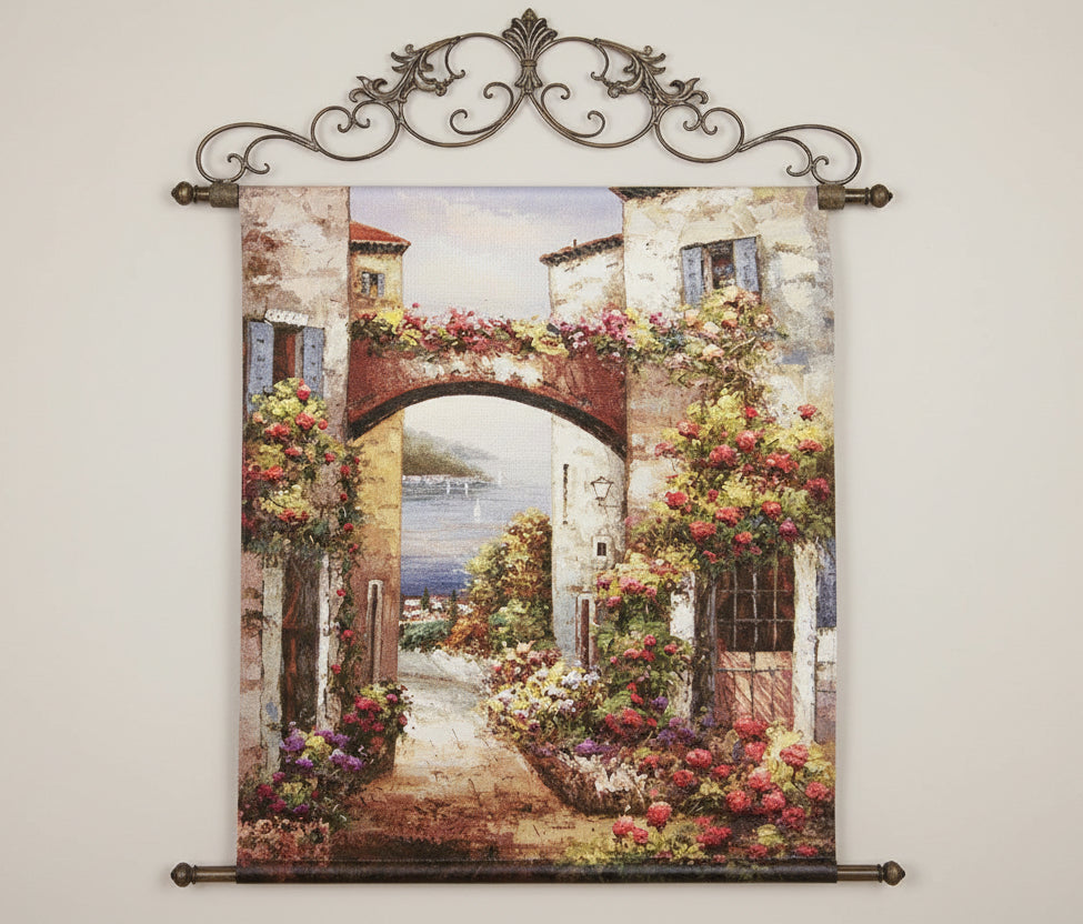Tapestry with iron rod hanging