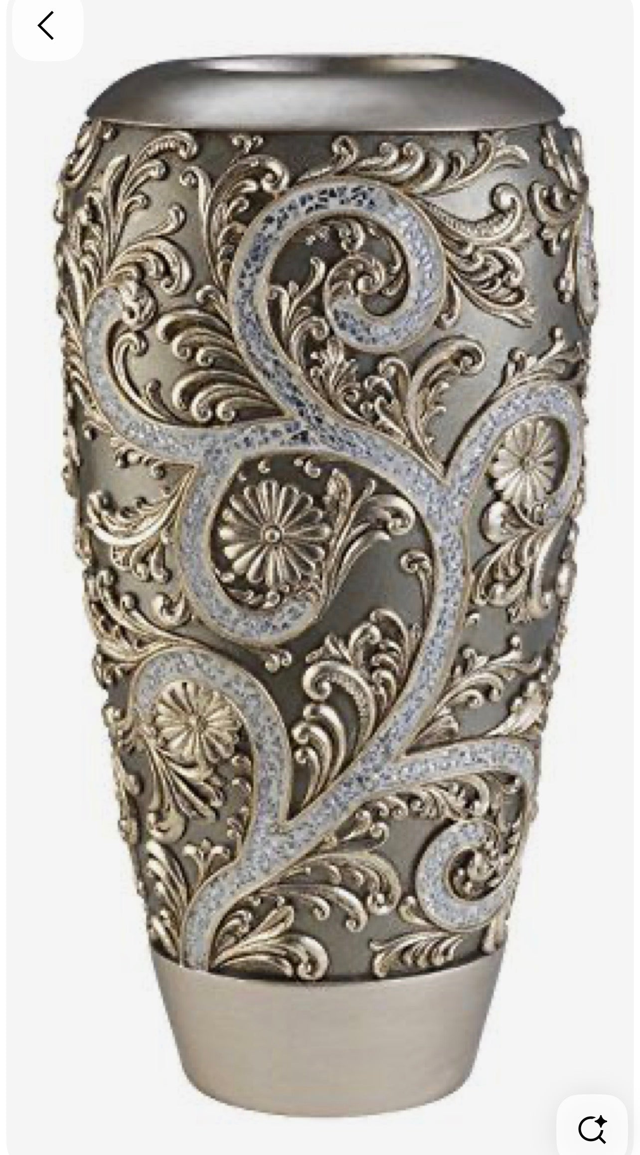 Metallic 3-D self deign pattern Large Vase 19” H