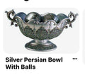 Silver Resin Decorative Bowl with matching Balls 9''H