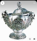 Silver Resin Decorative Bowl with Lid 11''H Ok-4200B