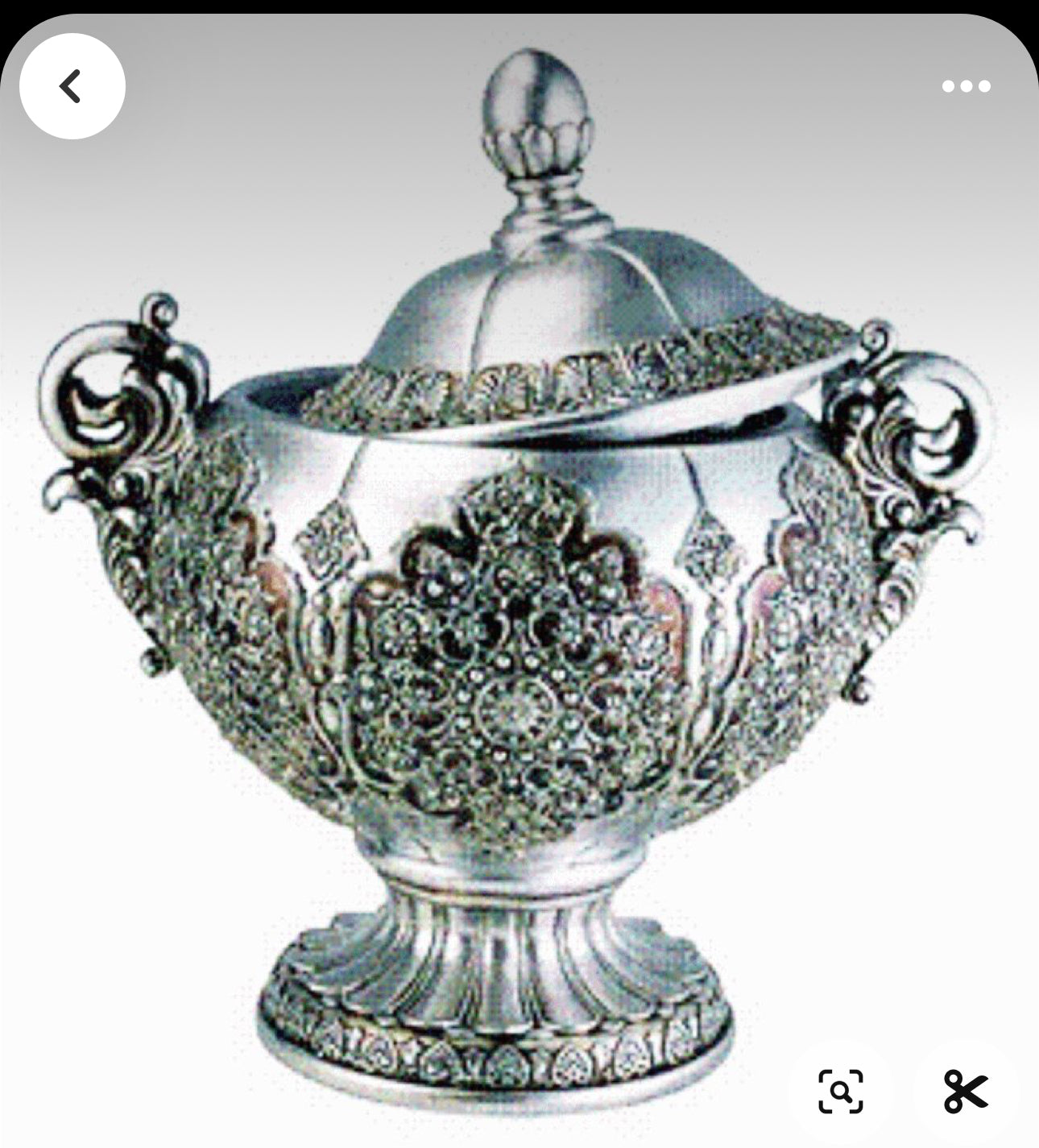 Silver Resin Decorative Bowl with Lid 11''H Ok-4200B