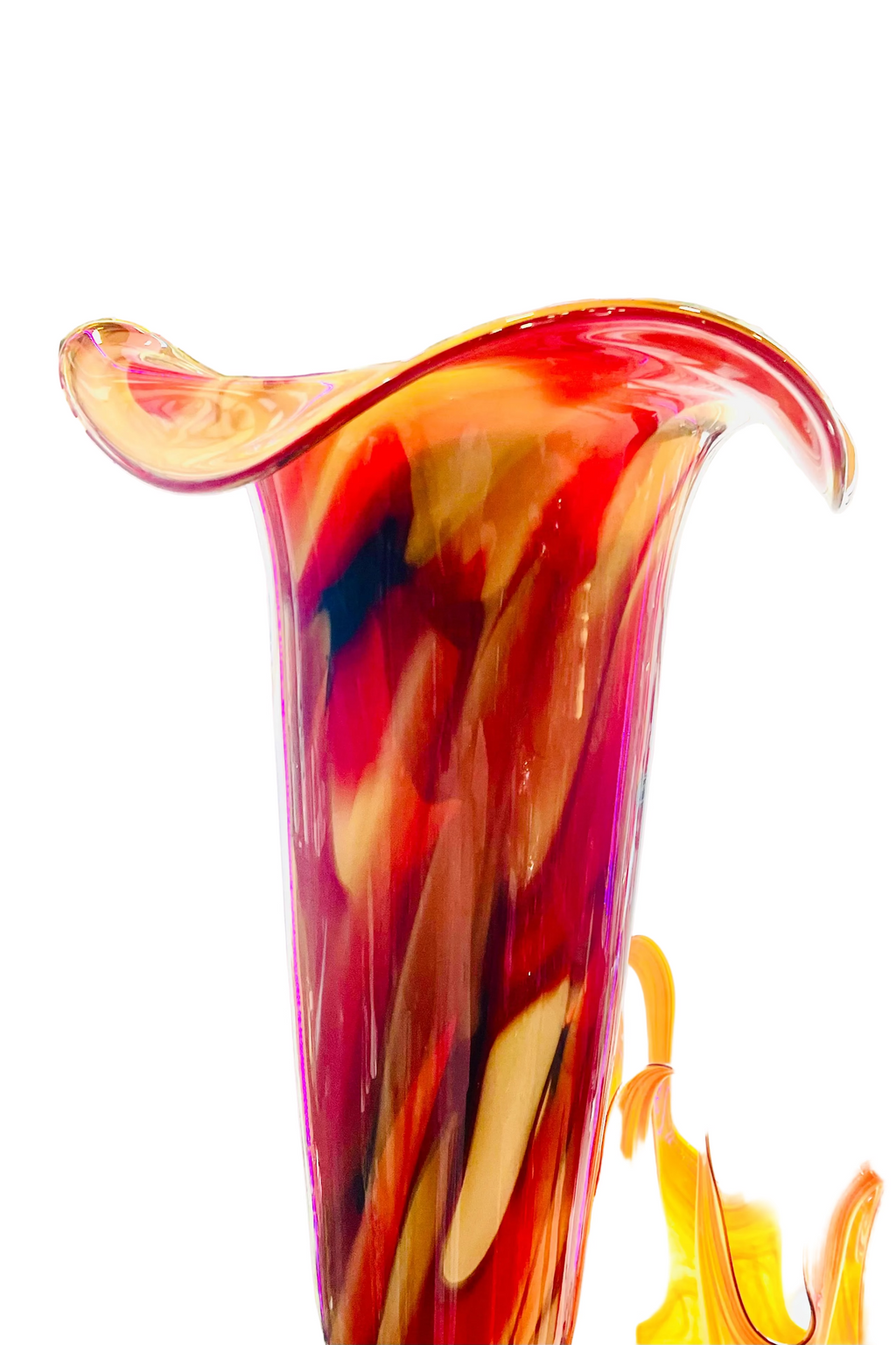 Jozefina Large Art Glass Vase Poland Beige Black Marble Pulled