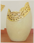 Sandstone With Gold Trimming Decorative Vase 13”