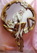 Gold & Ivory, Art Nouveau hand mirror 27.5”