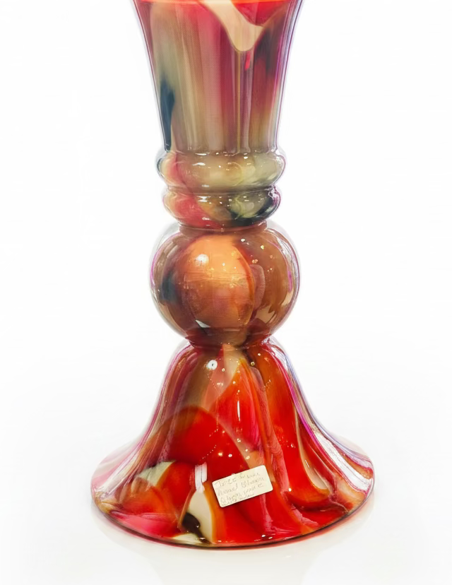 Jozefina Large Art Glass Vase Poland Beige Black Marble Pulled