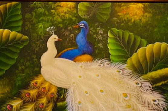 Peacock Pair Canvas Wall Painting With Fram 45.5''X57''