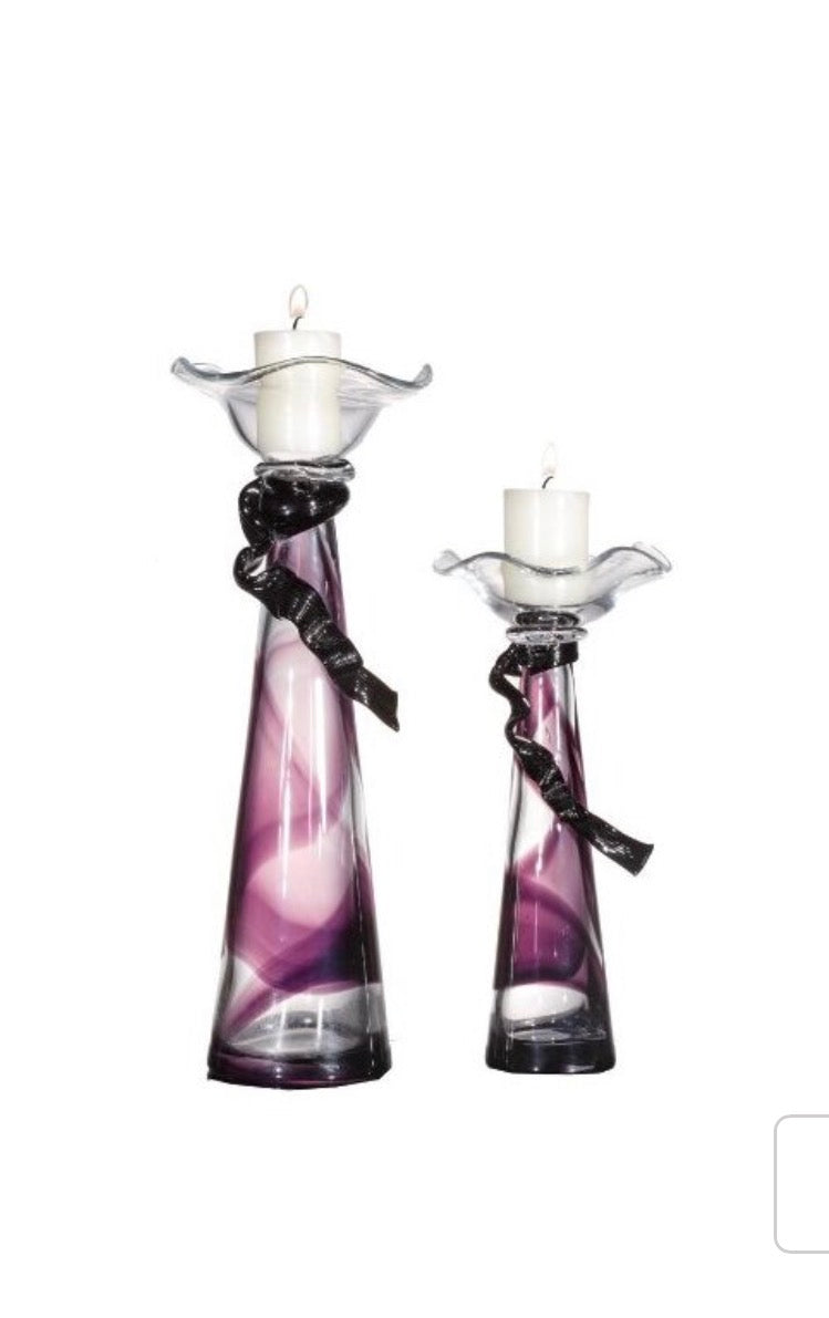 Elegant Blow Glass Candleholders Set Ok-Lg-5302C