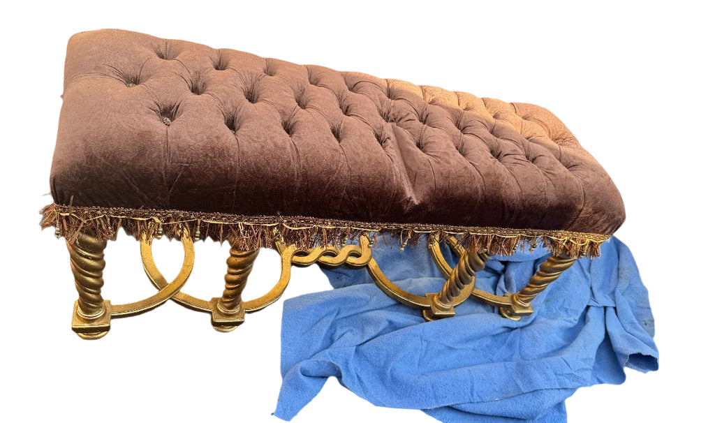 Gold bench with Brown velvet 