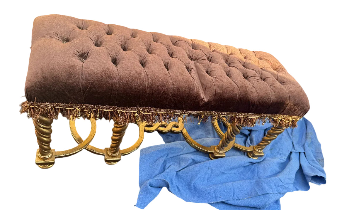 Gold bench with Brown velvet 
