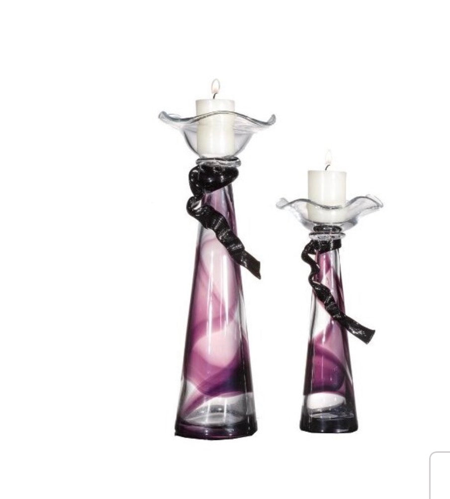 Elegant Blow Glass Candleholders Set Ok-Lg-5302C
