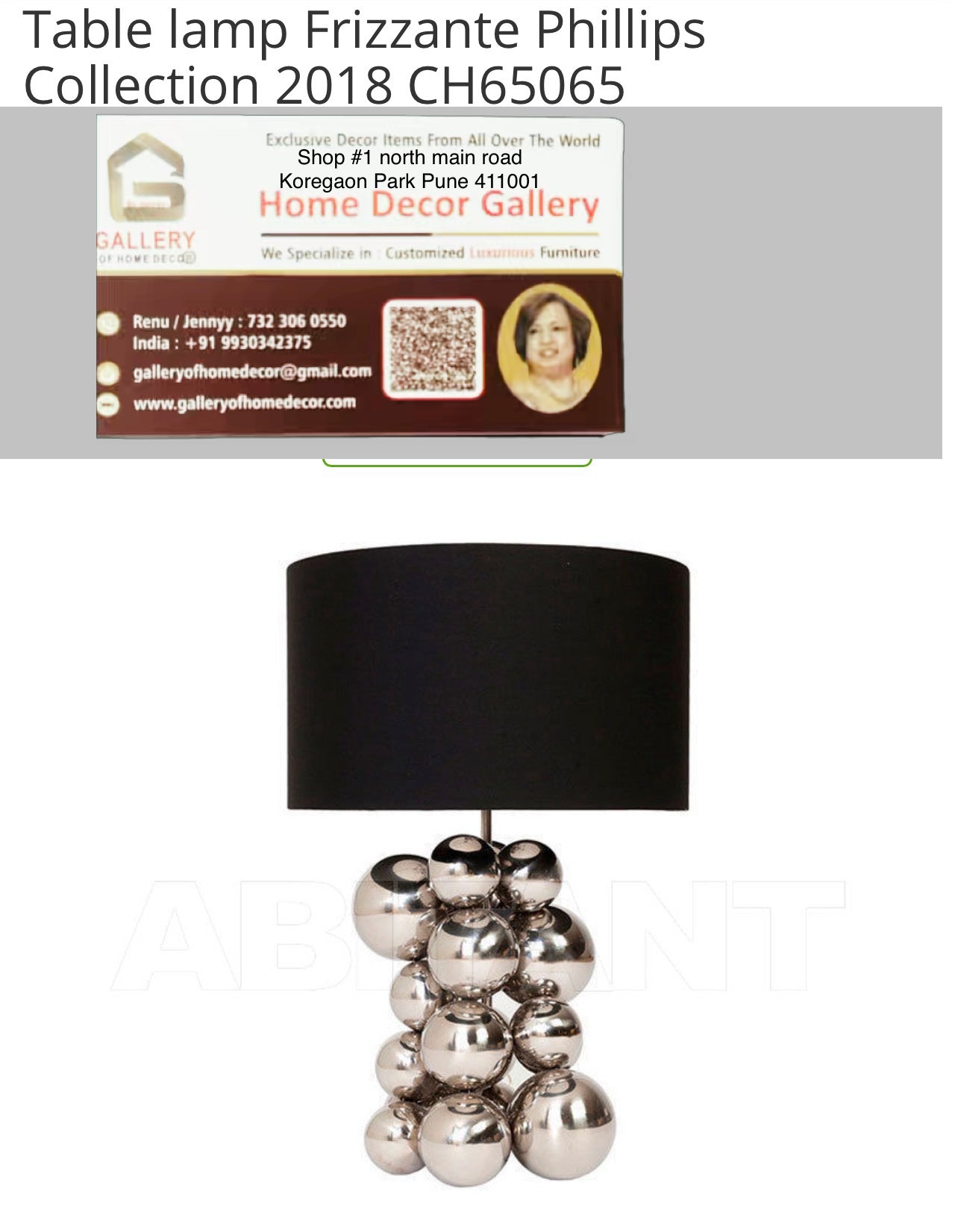 Table lamp Frizzante black Phillips Collection CH65065
