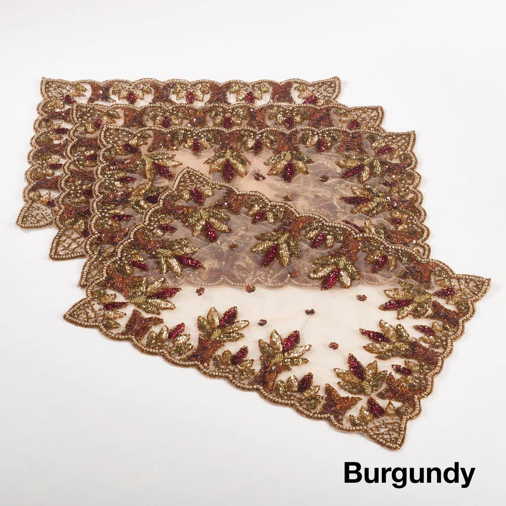 Elegant Beaded Design Set Includes Four (4) Placemats