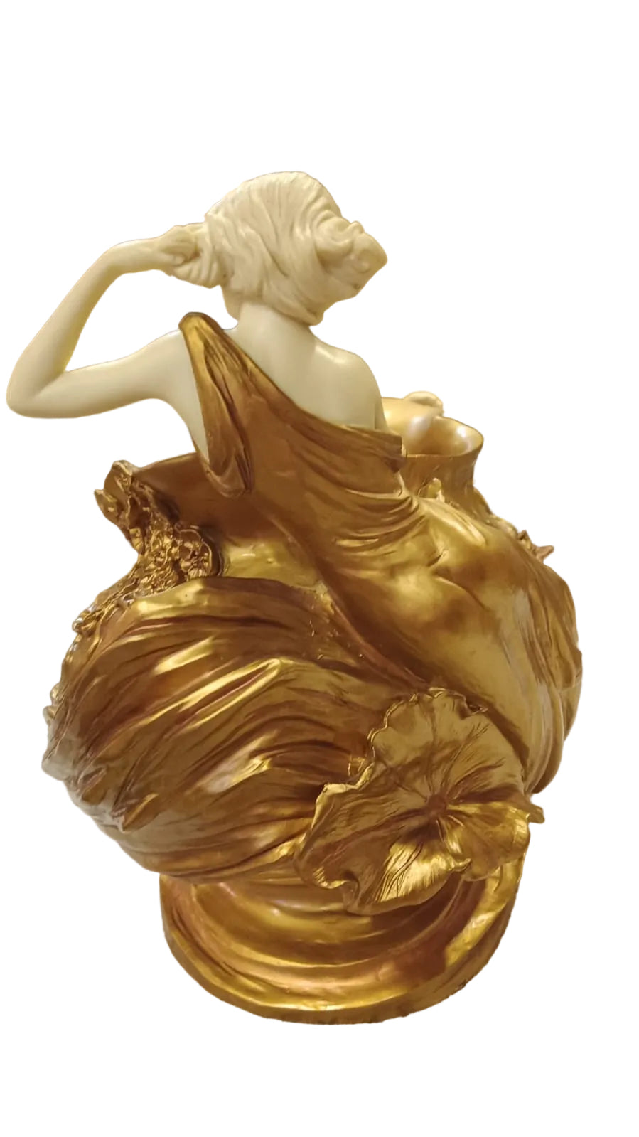 Art nouveau bathing bowl (tub) in gold women’s sitting on it