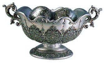 Silver Resin Decorative Bowl with matching Balls 9''H